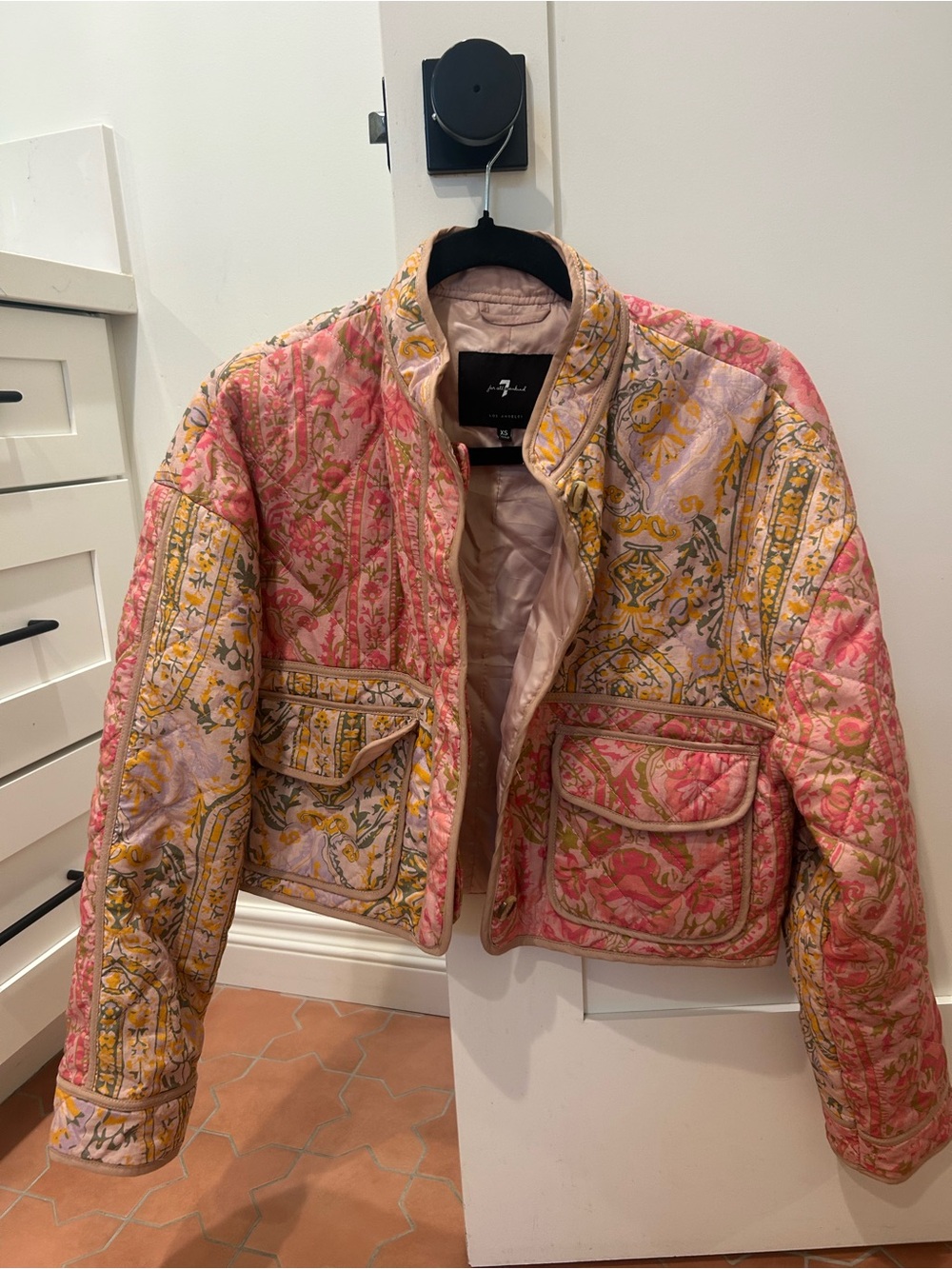 Cottagecore 7 For All Mankind Quilted Crop Patchwork Barn Jacket